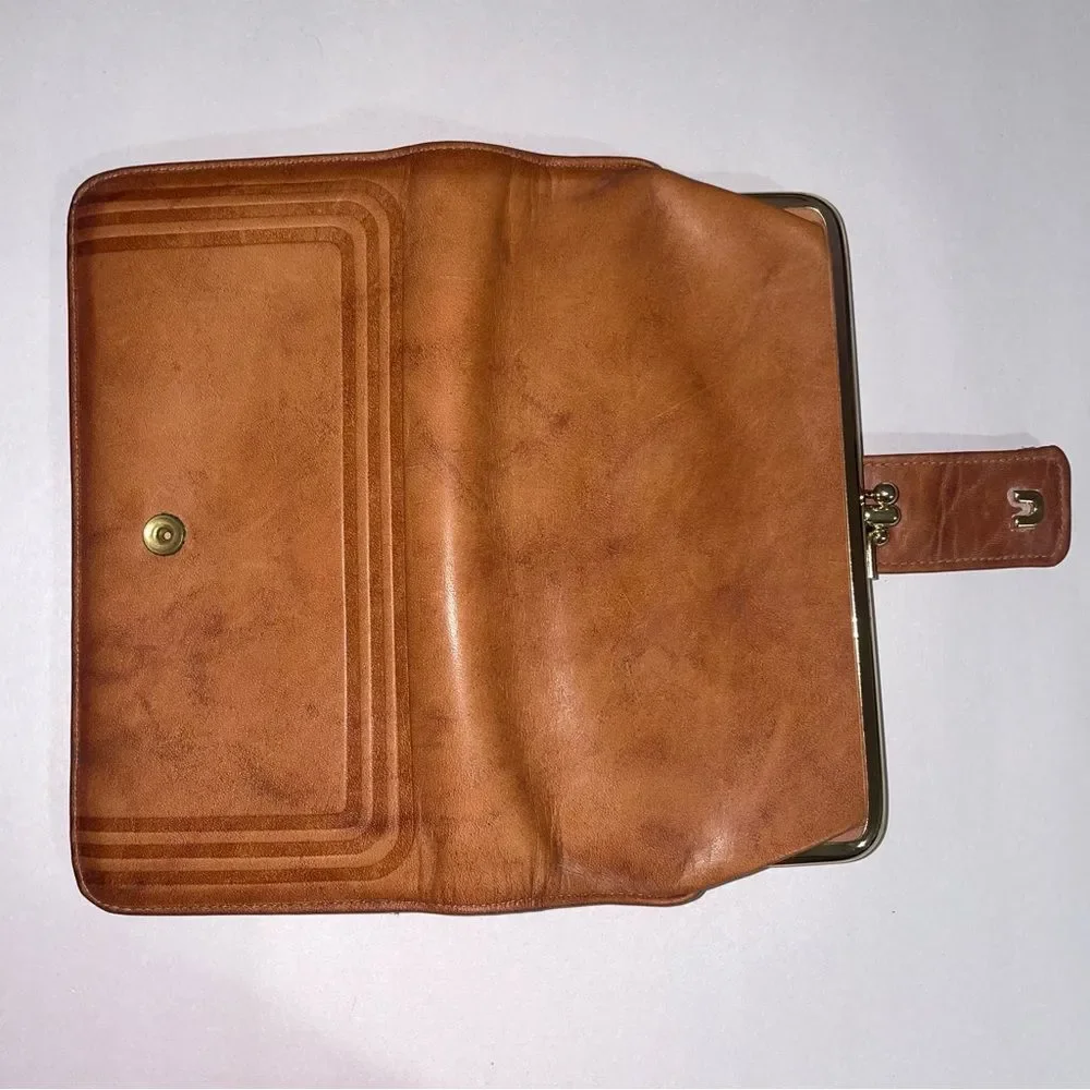 Vintage Baronet Brown Leather Wallet 270 Gold Hardware Large Retro Tooled
